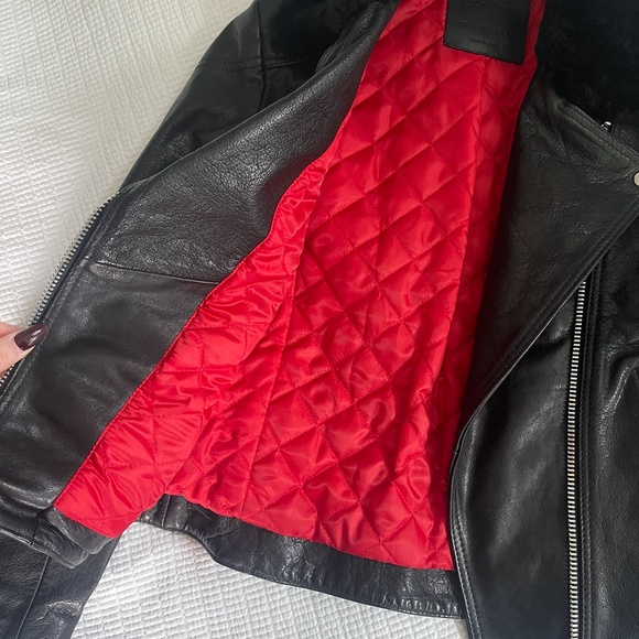 New Shearling All Saints Leather Jacket - Picture 4 of 7